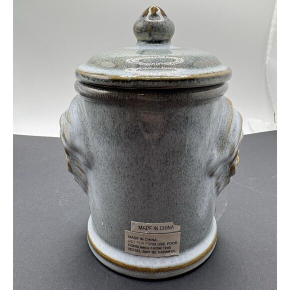 Vintage Rare Bombay Company Glazed Pottery 2 faced 6 1/4" Canister Jar - Picture 3 of 7